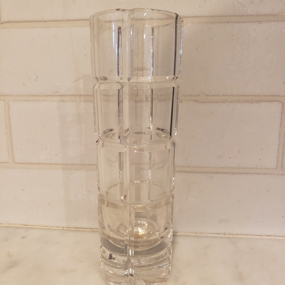 Ceska Czechoslovakia Lead Crystal Vase Signed